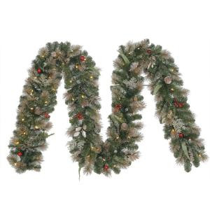 12 ft. Battery Operated Roosevelt Artificial Garland with 80 Clear LED Lights