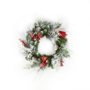 24 in. Frosted Mixed Pine Artificial Wreath