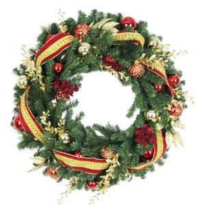 30 in. Battery Operated Plaza Artificial Wreath with 50 Clear LED Lights