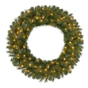 36 in. Pre-Lit LED Wesley Pine Artificial Christmas Wreath x 250 Tips with 100 UL Indoor/Outdoor Warm White Lights