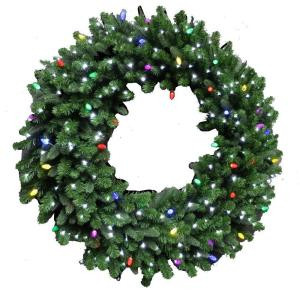 48 in. LED Pre-Lit Artificial Christmas Wreath with Micro-Style Pure White and C7 Multi-Color Lights