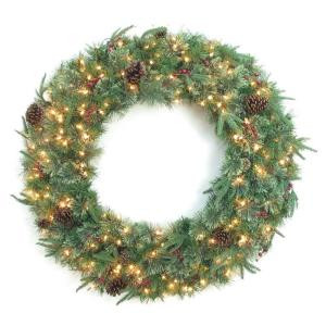 48 in. Syracuse Cashmere Berry Artificial Wreath with 200 Clear Lights