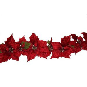6 ft. Red Poinsettia Garland