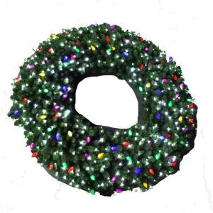 60 in. LED Pre-Lit Artificial Christmas Wreath with Micro-Style Pure White and C9 Multi-Color Lights
