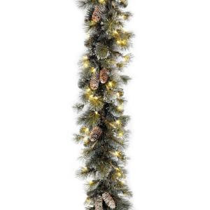9 ft. Glitter Pine Garland with Clear Lights