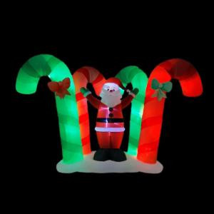 92.5 in. Inflatable Candy Cane Forest with Santa