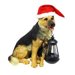 12 in. Solar Christmas Dog Family with Motion Censored Bark