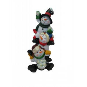 13 in. 3 Snowmen Statuary with Color Changing LED Lights