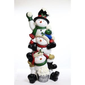 37 in. Snowmen Statue with Color Changing LED Lights