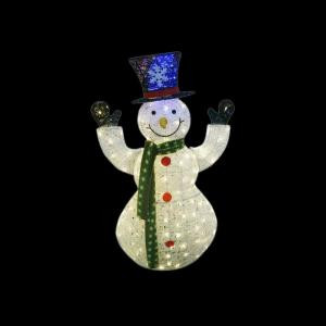 50 in. White Thread Snowman Decor with 100 LED Lights (Plug In)