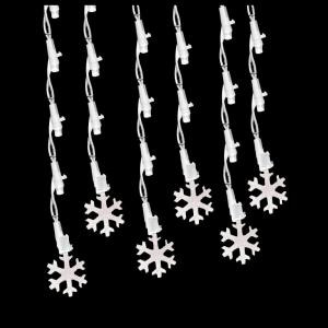 60-Light LED Pure White Icicle Snowflake Light Set