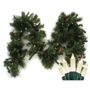 9 ft. Pre-Lit LED Battery Operated Anchorage Fir Garland with Timer