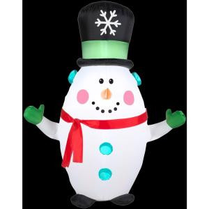 3.5 ft. H Inflatable Happy Snowman with Snowflake Top Hat