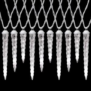 7 in. x 9 in. x 11 in. 10-Light White Icicle Shooting Star Light Set