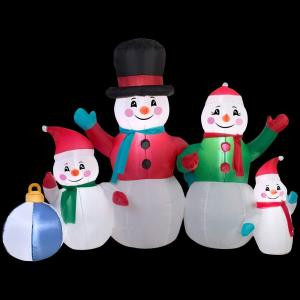 77.95 in. W x 40.16 in. D x 61.42 in. H Inflatable Snowman Family Scene