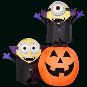Gone Batty 6 ft. H Inflatable Minions with Pumpkin Scene