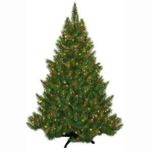 4.5 ft. Pre-Lit Carolina Fir Artificial Christmas Tree with Multi-color Lights