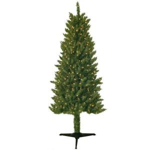 6 ft. Pre-Lit Slender Spruce Artificial Christmas Tree with Clear Lights