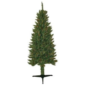 6 ft. Pre-Lit Slender Spruce Artificial Christmas Tree with Multi-Color Lights
