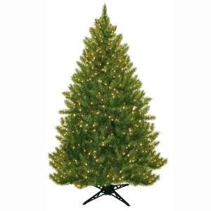 6.5 ft. Pre-Lit Carolina Fir Artificial Christmas Tree with Clear Lights