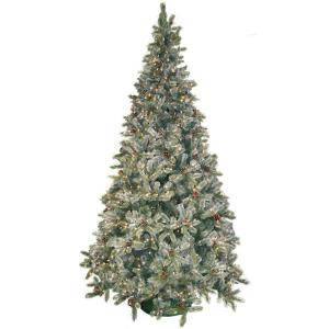 9 ft. Pre-Lit Siberian Frosted Pine Artificial Christmas Tree with Clear Lights and Pine Cones