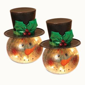 8 in. H Electric Lighted Crackle Glass Snowman (Pack of 2)