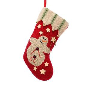 19 in. Polyester/Acrylic Hooked Christmas Stocking with Snowman