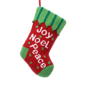 19.5 in. Polyester/Acrylic Hooked Christmas Stocking with Joy Noel Peace