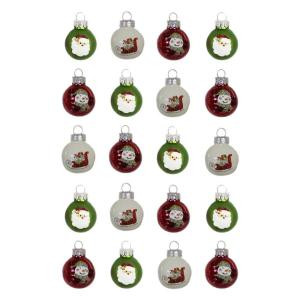 1 in. Round-Santa Snowman and Sleigh Ornament (20-Count)