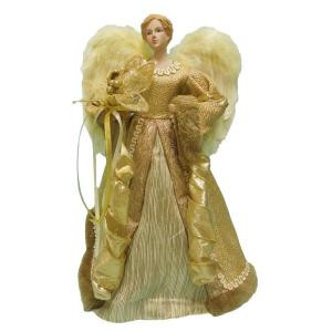 18 in. Fabric Angel Gold Tree Topper