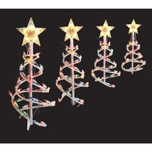 18 in. Multi-Color Spiral Tree Pathway Lights (Set of 4)