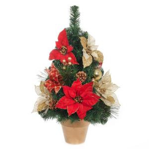 24 in. H Red and Gold Poinsettia Tree in Gold Pot