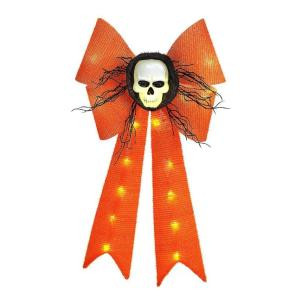 26 in. Battery-Operated Orange Bow with Skull