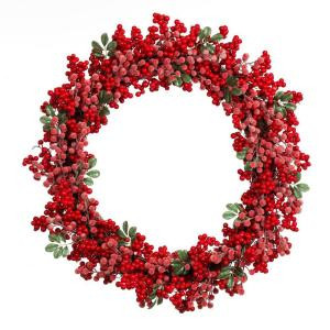 28 in. Artificial Christmas Grapevine Wreath with Red Berries