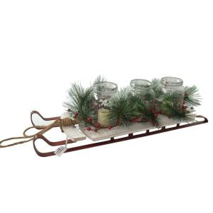 31.5 in. Sleigh LED Candle with Mason Jar