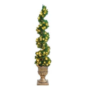 6 ft. Christmas Spiral Potted Artificial Tree with 150 Clear Lights