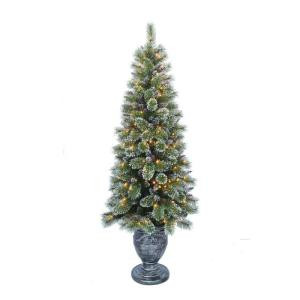 6.5 ft. Indoor Pre-Lit Sparkling Pine Porch Artificial Christmas Tree