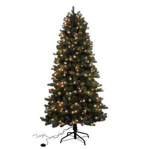 7.5 ft. Blue Spruce Elegant Twinkle Quick-Set Slim Artificial Christmas Tree with 450 Clear and Sparkling LED Lights
