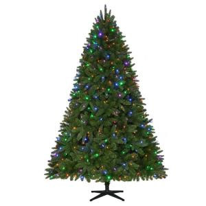 7.5 ft. Pre-Lit LED Sierra Nevada PE/PVC Quick-Set Artificial Christmas Tree with 8 Functions Color Changing Lights