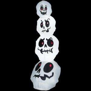 8 ft. - Airblown Lighted Stacked White Skulls