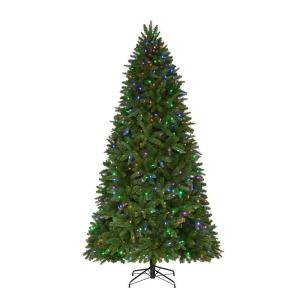 9 ft. Pre-Lit LED Sierra Nevada PE/PVC Quick-Set Artificial Christmas Tree with 8 Functions Color Changing Lights