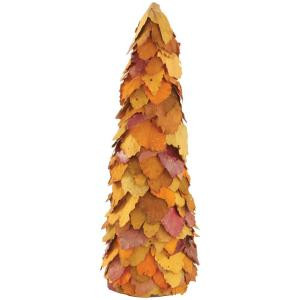 18 in. Orange Dried Leaves Cone Tree