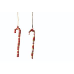 1.75 Plaid Candy Cane Christmas Ornaments (Set of 2)