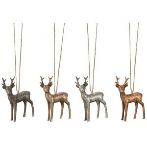 3 in. Etched Metallic Deer Christmas Ornaments (Set of 4)