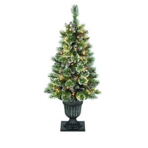4 ft. Indoor Pre-Lit Glittery Bristle Pine Artificial Christmas Entrance Tree
