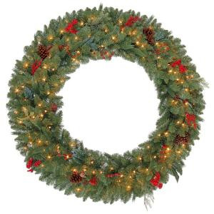 48 in. Winslow Artificial Wreath with 120 Clear Lights