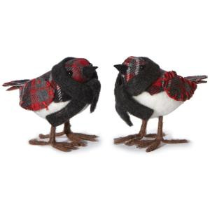 5 in. W Plaid Bird Christmas Ornaments (Set of 2)