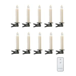 Clip-On LED Candle Ornaments with Remote (Set of 10)