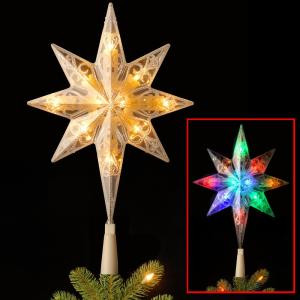 11 in. Tree Topper Star with Battery Operated Dual Color LED Lights