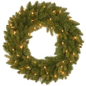 24 in. Avalon Spruce Artificial Wreath with Clear Lights